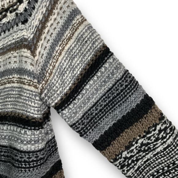 J. Jill Cardigan Sweater Wool Blend Fair Isle Nordic Striped Open Size Small - Picture 5 of 11